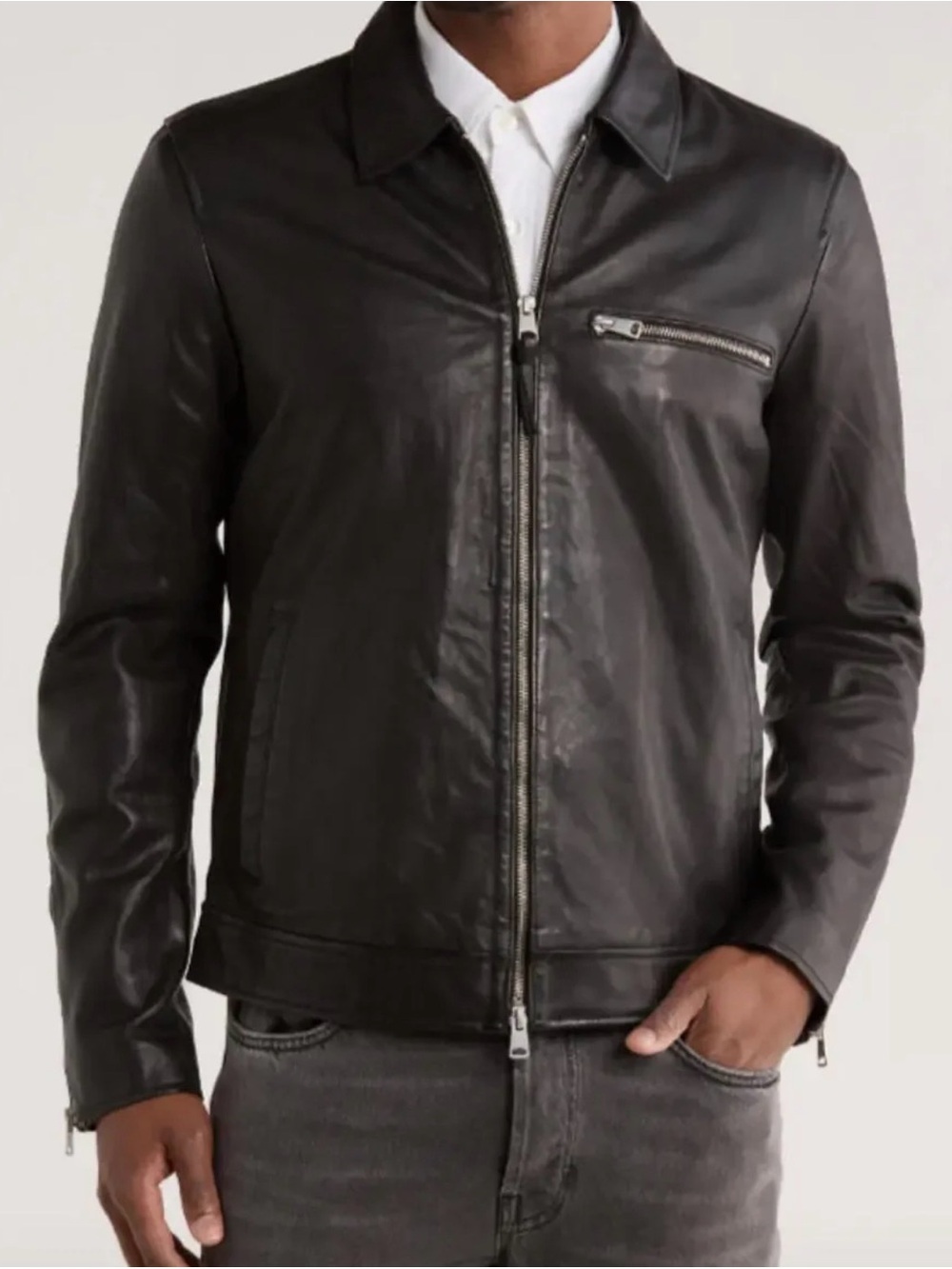 AllSaints Black Kaya Leather Jacket—Large